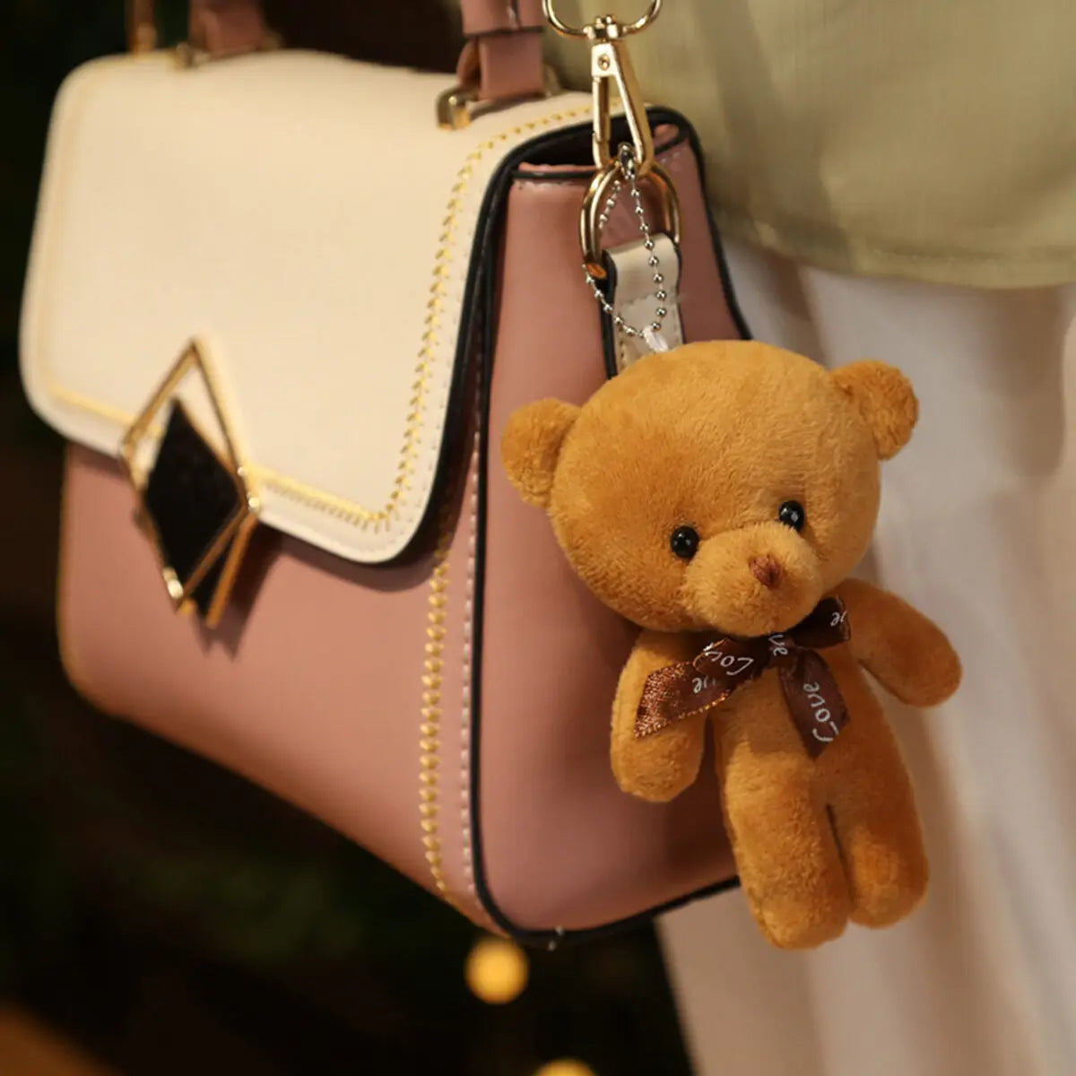 50pcs Plush Teddy Bear Dolls Cute Small Bear Pendent Animal Stuffed Toys For Girl Bag Pendent Keychain Kids Party Gift Wholesale