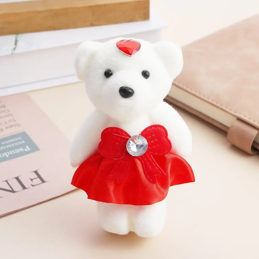 10 PCS Cute Cartoon Small Teddy Bear Birthday Flower Bouquet Bear Couple Bear Wedding Valentine's Day Decoration