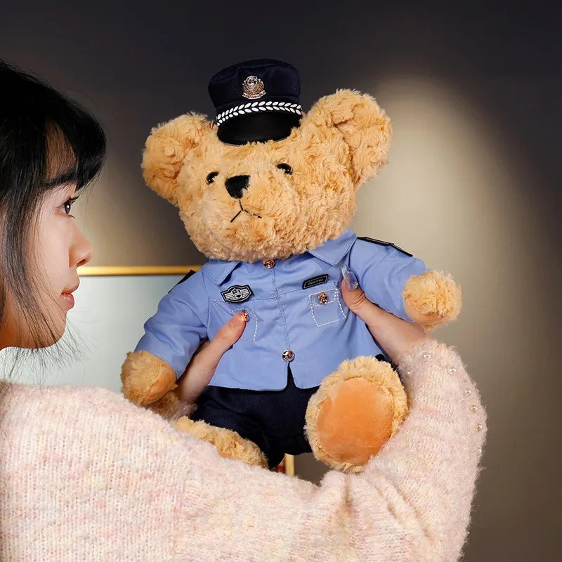 Plush Police Bear Toys Traffic Teddy Bear Peluche  Dolls Full Stuffed Animal Toy For Kids Boys Christmas Birthday Gifts