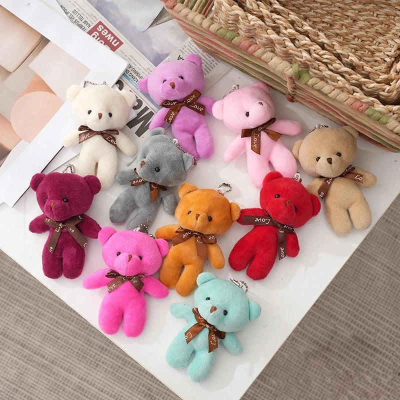50pcs Plush Teddy Bear Dolls Cute Small Bear Pendent Animal Stuffed Toys For Girl Bag Pendent Keychain Kids Party Gift Wholesale