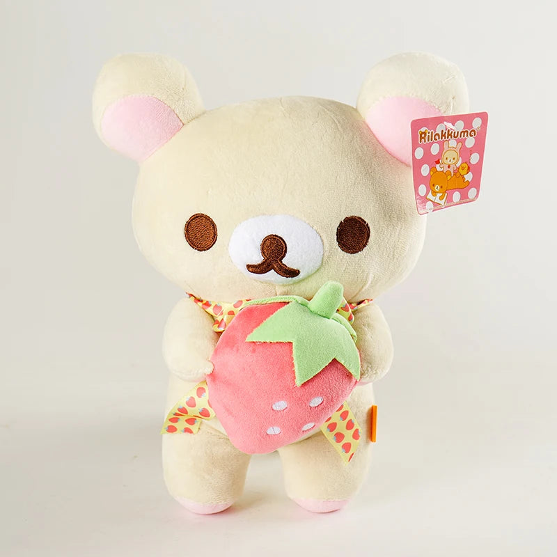 Kawaii Strawberry Rilakkuma Plush Doll Anime Teddy Bear Rilakkuma Bear Dress up Raccoon Plushies Pelcuhe Stuffed Doll Kid Gift