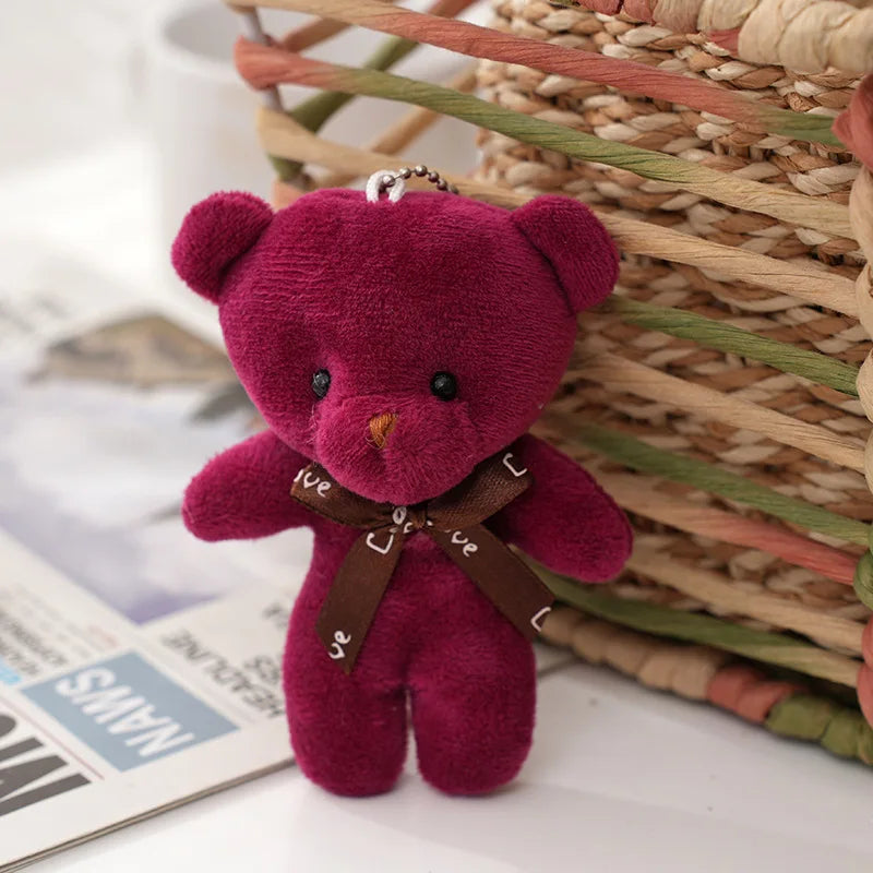 50pcs Plush Teddy Bear Dolls Cute Small Bear Pendent Animal Stuffed Toys For Girl Bag Pendent Keychain Kids Party Gift Wholesale