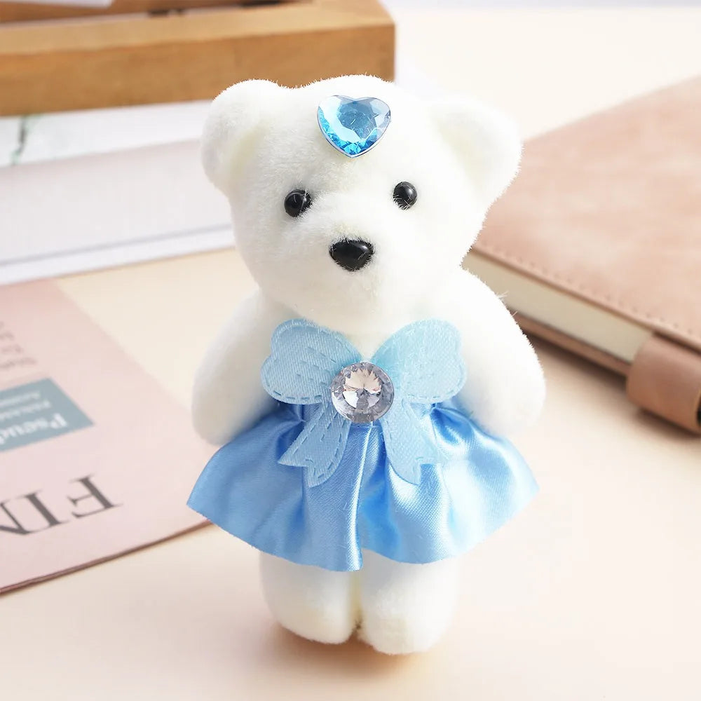 10 PCS Cute Cartoon Small Teddy Bear Birthday Flower Bouquet Bear Couple Bear Wedding Valentine's Day Decoration