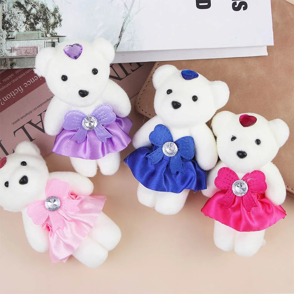 10 PCS Cute Cartoon Small Teddy Bear Birthday Flower Bouquet Bear Couple Bear Wedding Valentine's Day Decoration