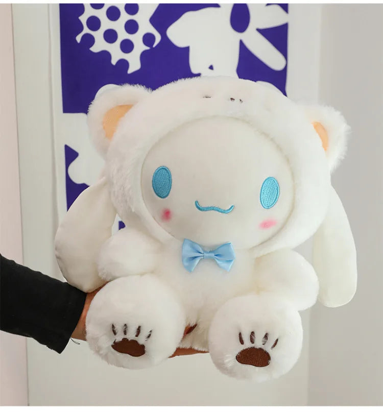 Sanrio Cinnamoroll Dog Cute Transformation into White Bear Kawaii Plush Toy Girl Cloth Doll Plush Birthday Gift for Best Friends