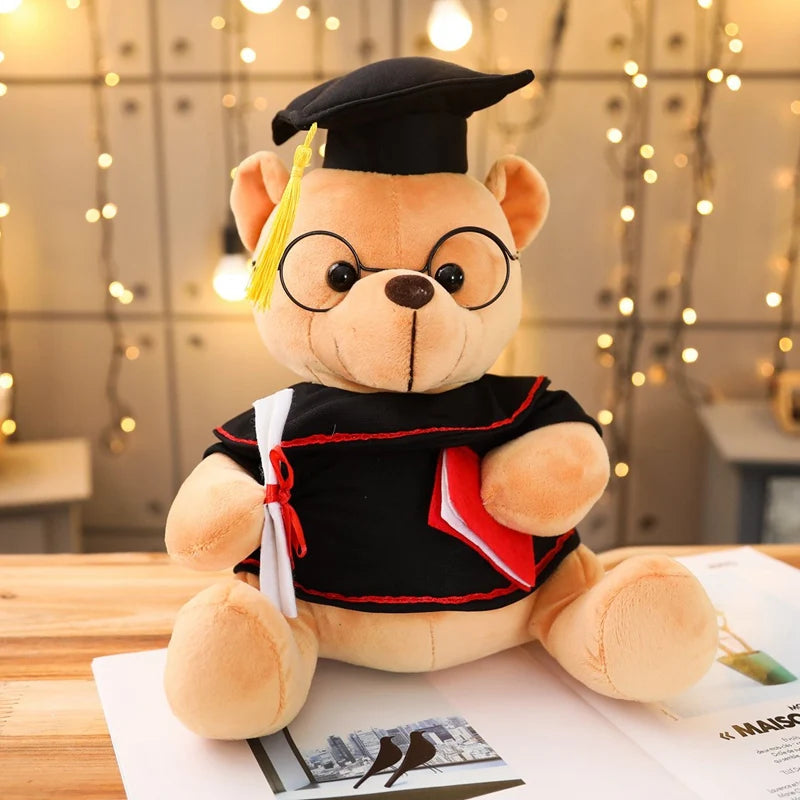 Cartoon Doctor's Clothing Teddy Bear Doll Plush Toy Small Sitting Bear Doll Boys Girls Soft Students Graduation Gift Home Decor