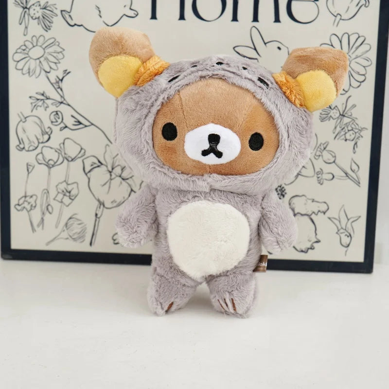 Kawaii Strawberry Rilakkuma Plush Doll Anime Teddy Bear Rilakkuma Bear Dress up Raccoon Plushies Pelcuhe Stuffed Doll Kid Gift