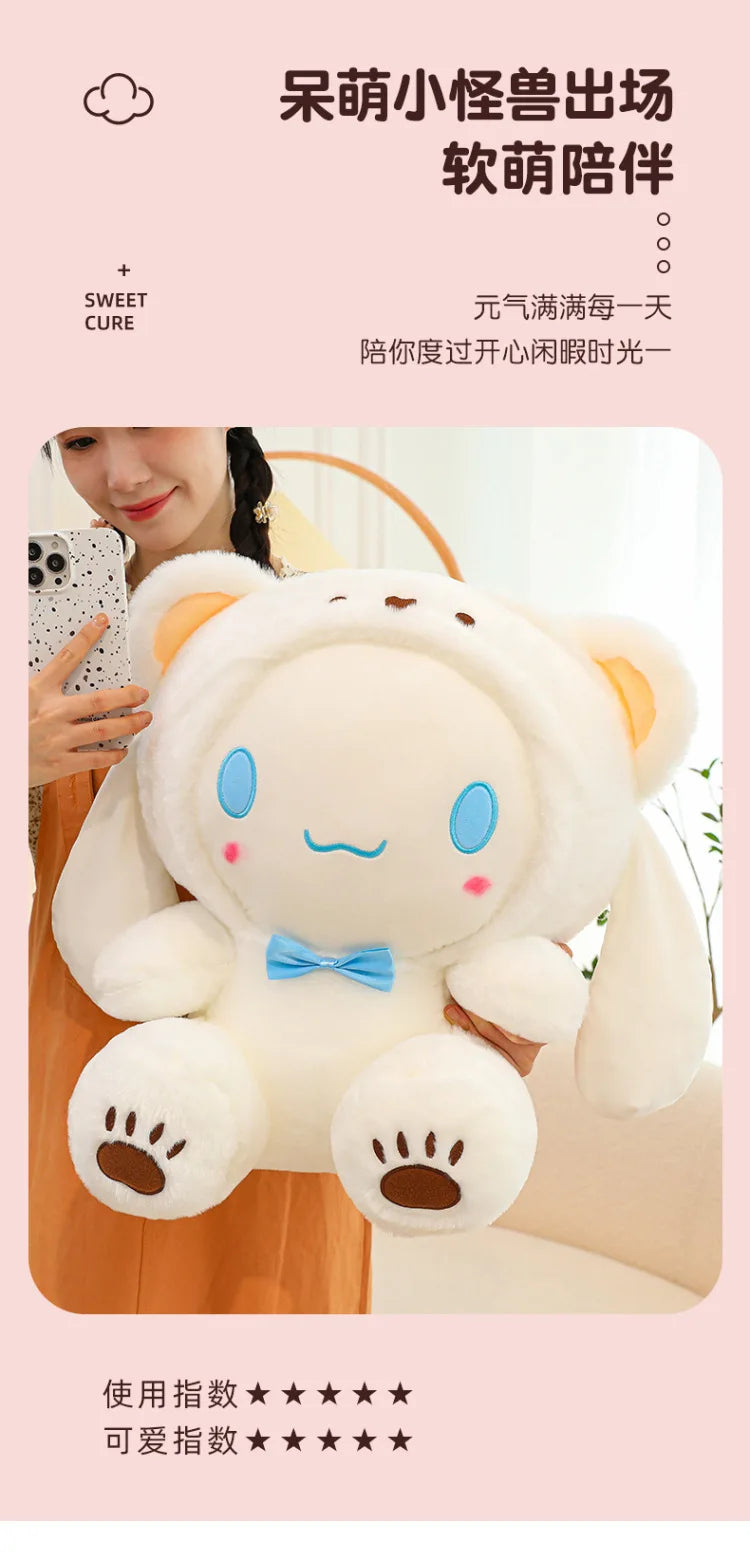 Sanrio Cinnamoroll Dog Cute Transformation into White Bear Kawaii Plush Toy Girl Cloth Doll Plush Birthday Gift for Best Friends