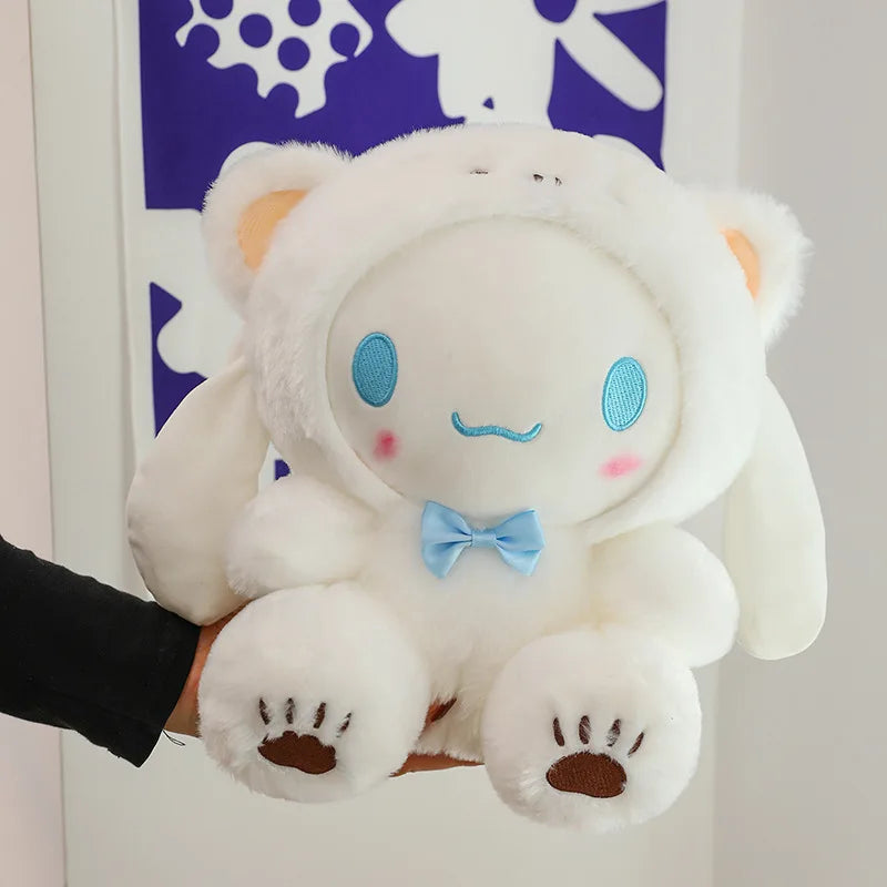 Sanrio Cinnamoroll Dog Cute Transformation into White Bear Kawaii Plush Toy Girl Cloth Doll Plush Birthday Gift for Best Friends