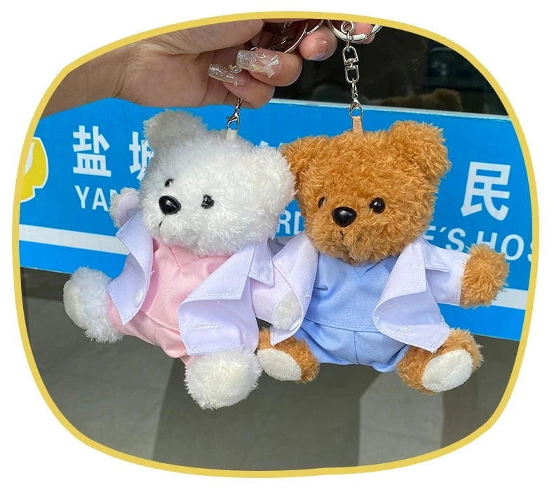 Doctor Bear Nurse Uniform Animal Teddy Bears Small Pendant Soft Plush Toy Girl Boy Birthday Christmas Gift 10cm 1pc