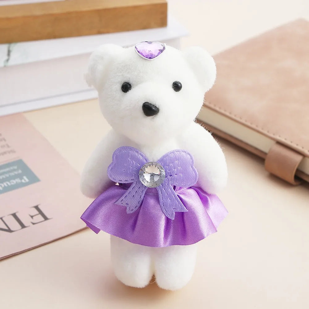 10 PCS Cute Cartoon Small Teddy Bear Birthday Flower Bouquet Bear Couple Bear Wedding Valentine's Day Decoration
