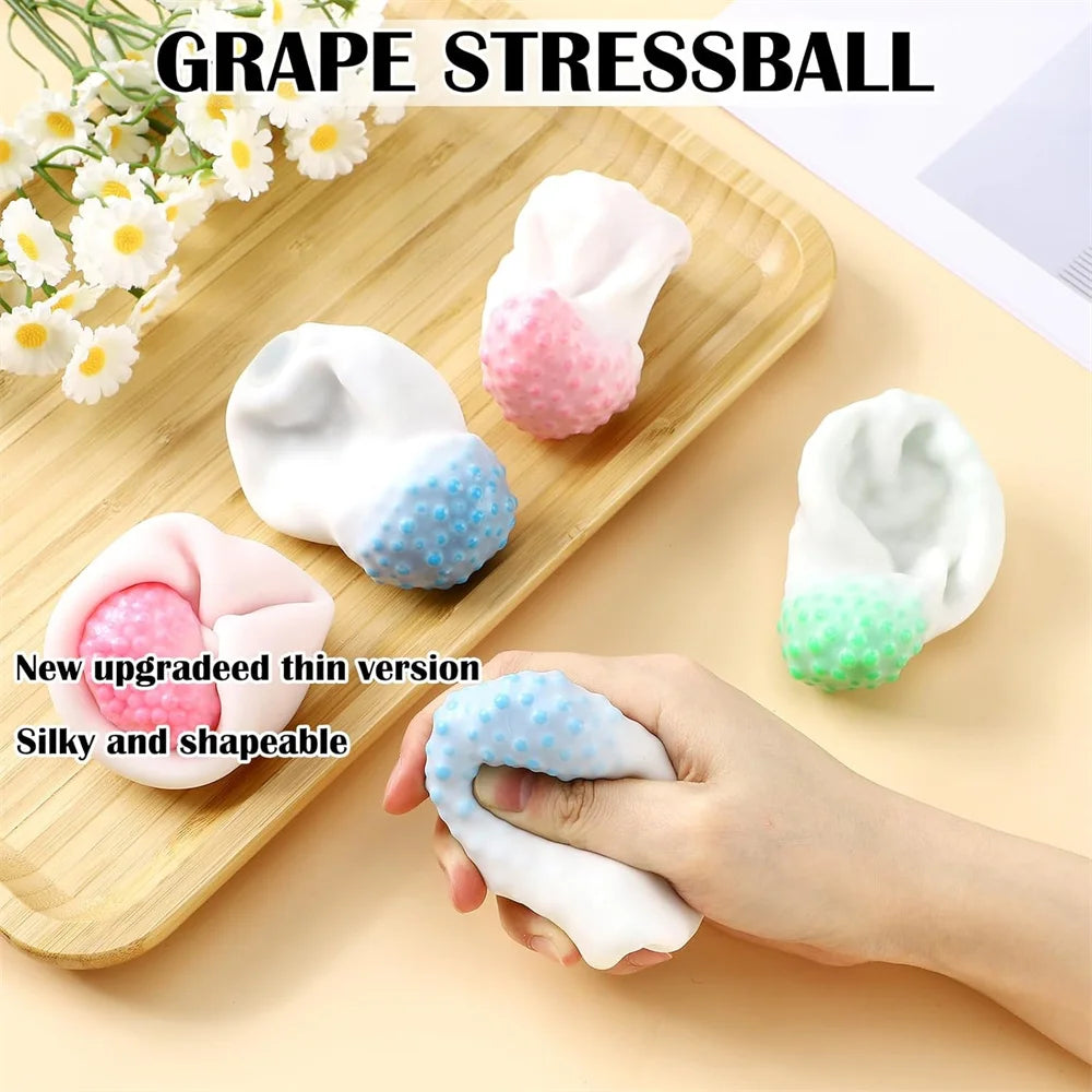 Shapeable Vacuum Squishies Sand Ball Grape Smoothie Stress Ball Stress Relief Noisy Ball Squeeze Fidget Toys for Kids Adults