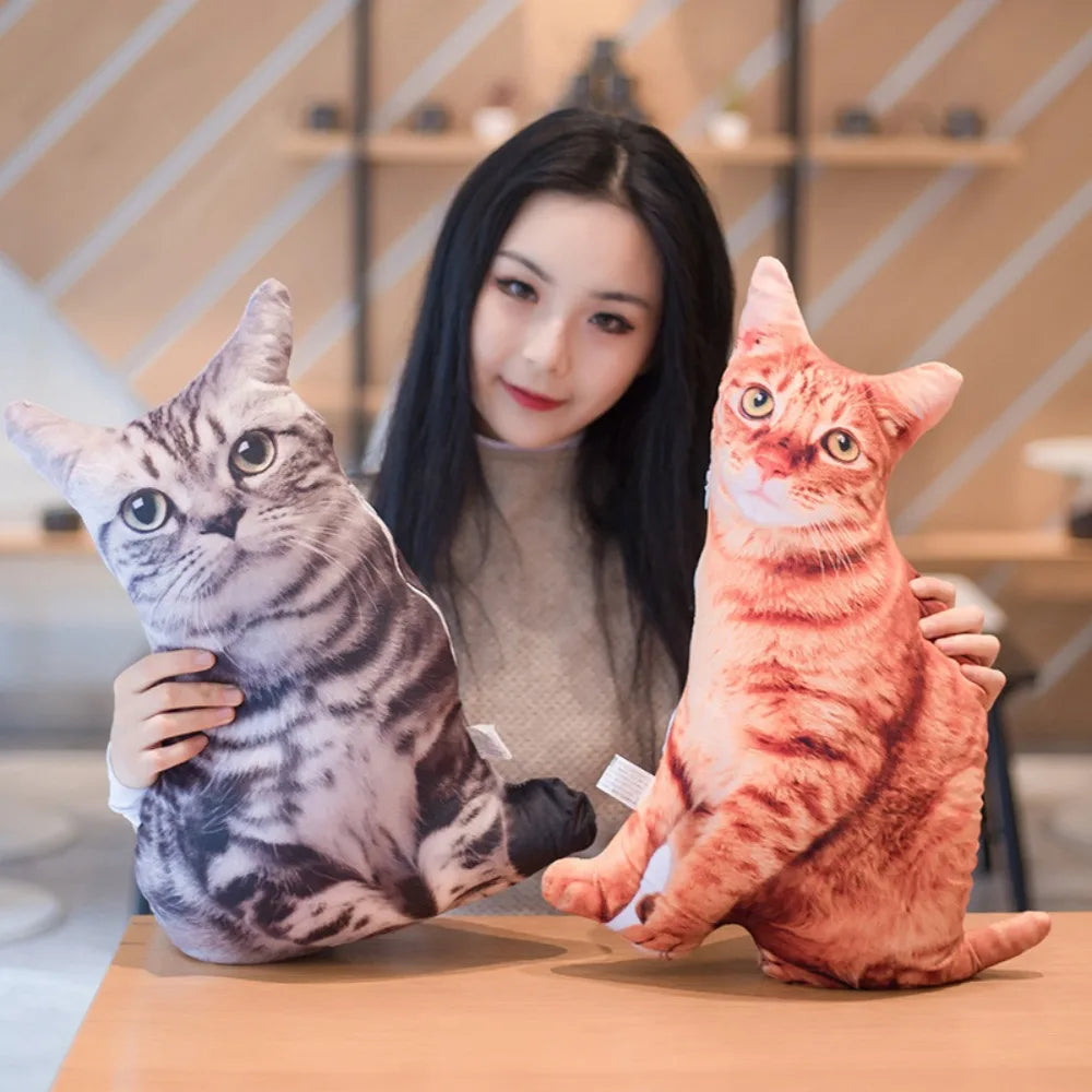 Plush Realistic 3D Cat Doll Soft Cartoon Simulation Cat Plushie Pillow Stuffed Kawaii Plush Animals Toy Cushion for Kids Girls