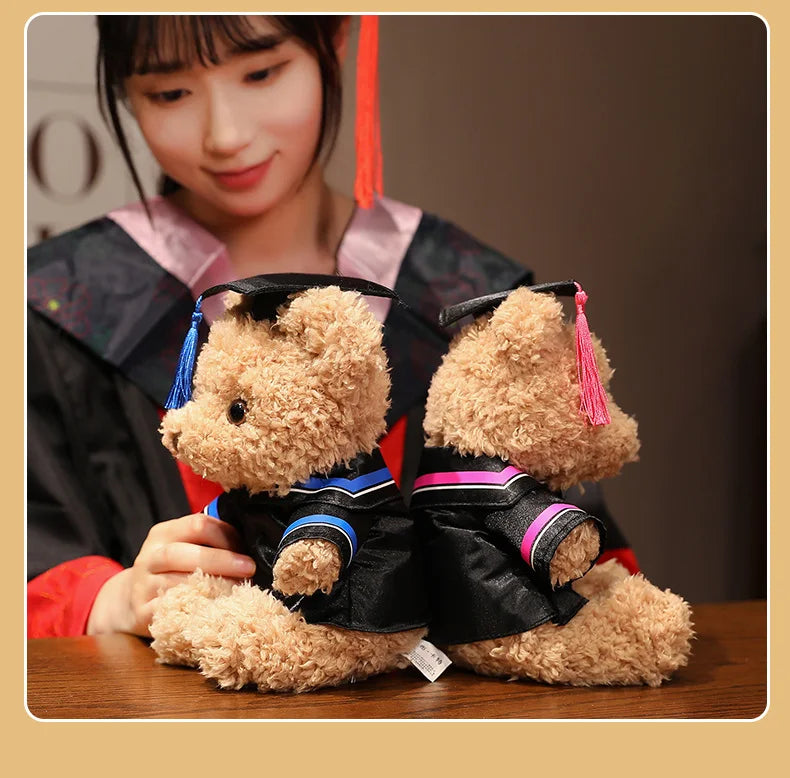 Cartoon Doctor's Clothing Teddy Bear Doll Plush Toy Small Sitting Bear Doll Boys Girls Soft Students Graduation Gift Home Decor