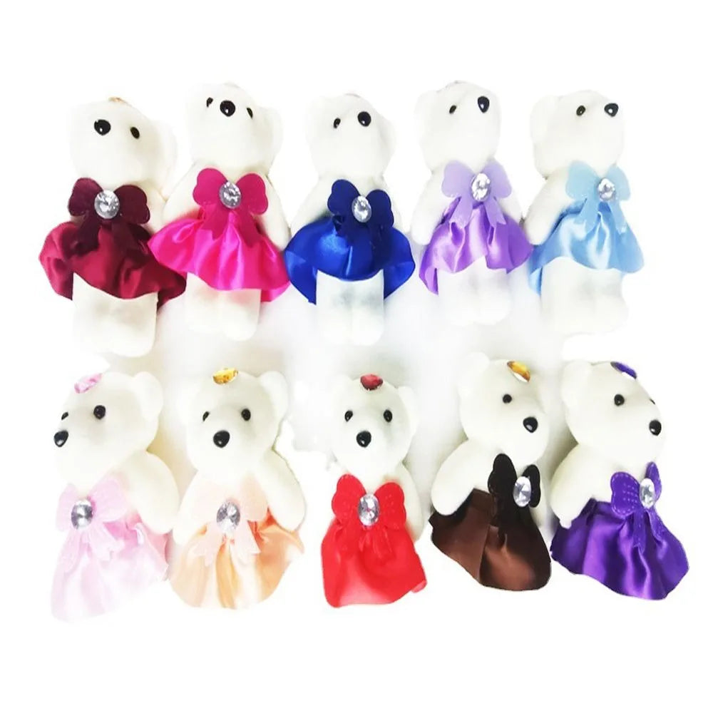 10 PCS Cute Cartoon Small Teddy Bear Birthday Flower Bouquet Bear Couple Bear Wedding Valentine's Day Decoration