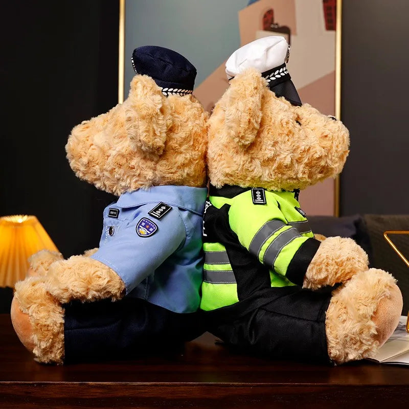 Plush Police Bear Toys Traffic Teddy Bear Peluche  Dolls Full Stuffed Animal Toy For Kids Boys Christmas Birthday Gifts