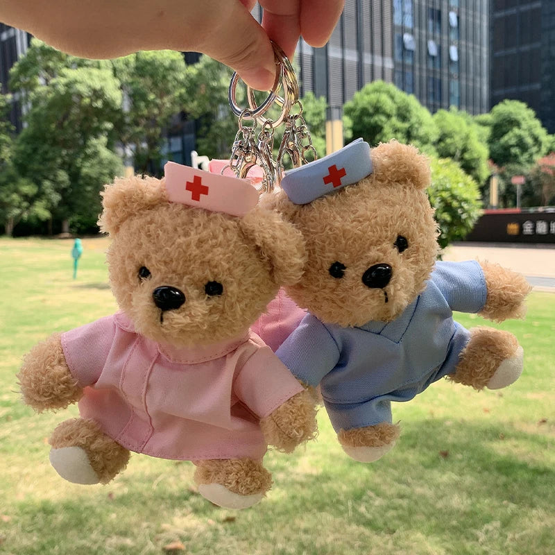 Doctor Bear Nurse Uniform Animal Teddy Bears Small Pendant Soft Plush Toy Girl Boy Birthday Christmas Gift 10cm 1pc