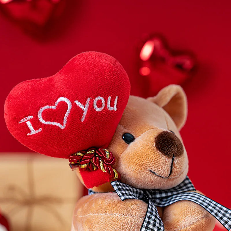 Cartoon Teddy Bear Holding Heart Plush Toys Stuffed Animals Kids Toys Soothing Toys Graduation Christmas Birthday Gifts