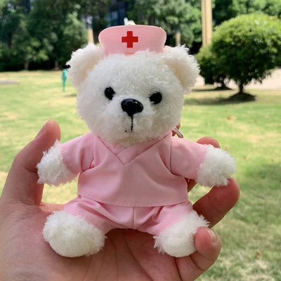 Doctor Bear Nurse Uniform Animal Teddy Bears Small Pendant Soft Plush Toy Girl Boy Birthday Christmas Gift 10cm 1pc
