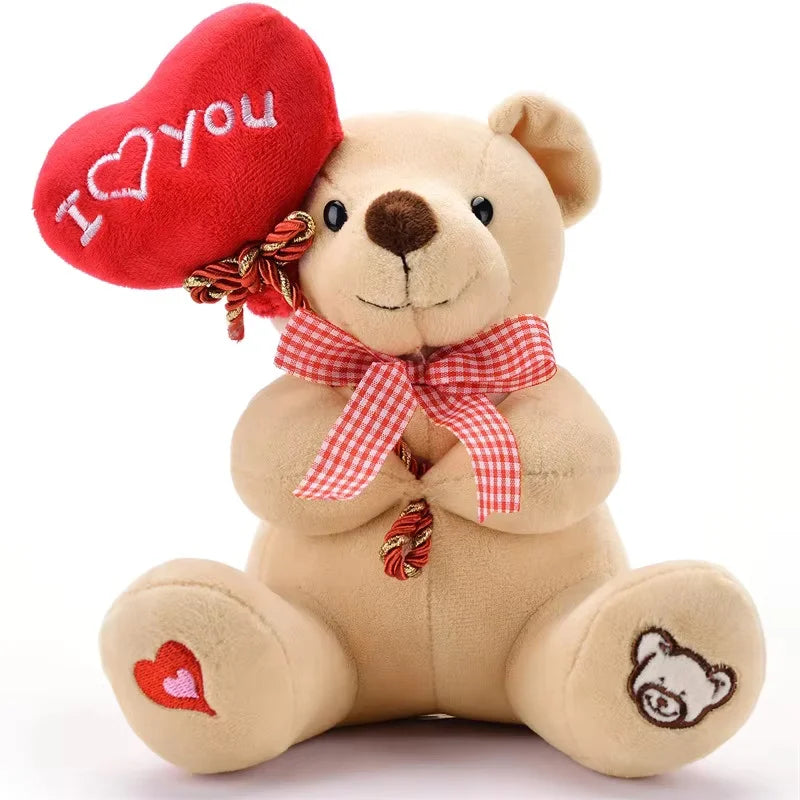 Cartoon Teddy Bear Holding Heart Plush Toys Stuffed Animals Kids Toys Soothing Toys Graduation Christmas Birthday Gifts