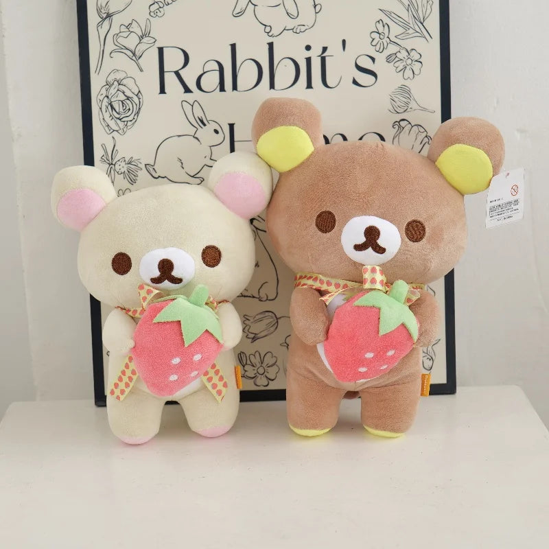 Kawaii Strawberry Rilakkuma Plush Doll Anime Teddy Bear Rilakkuma Bear Dress up Raccoon Plushies Pelcuhe Stuffed Doll Kid Gift
