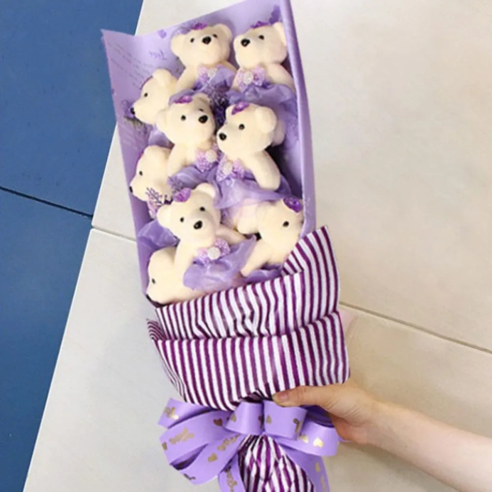 10 PCS Cute Cartoon Small Teddy Bear Birthday Flower Bouquet Bear Couple Bear Wedding Valentine's Day Decoration