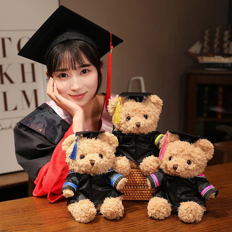 Cartoon Doctor's Clothing Teddy Bear Doll Plush Toy Small Sitting Bear Doll Boys Girls Soft Students Graduation Gift Home Decor