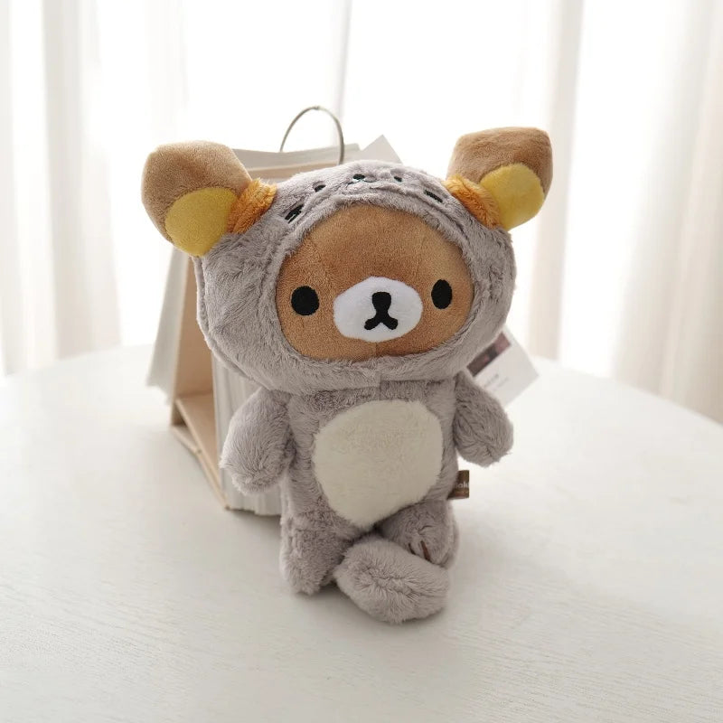Kawaii Strawberry Rilakkuma Plush Doll Anime Teddy Bear Rilakkuma Bear Dress up Raccoon Plushies Pelcuhe Stuffed Doll Kid Gift