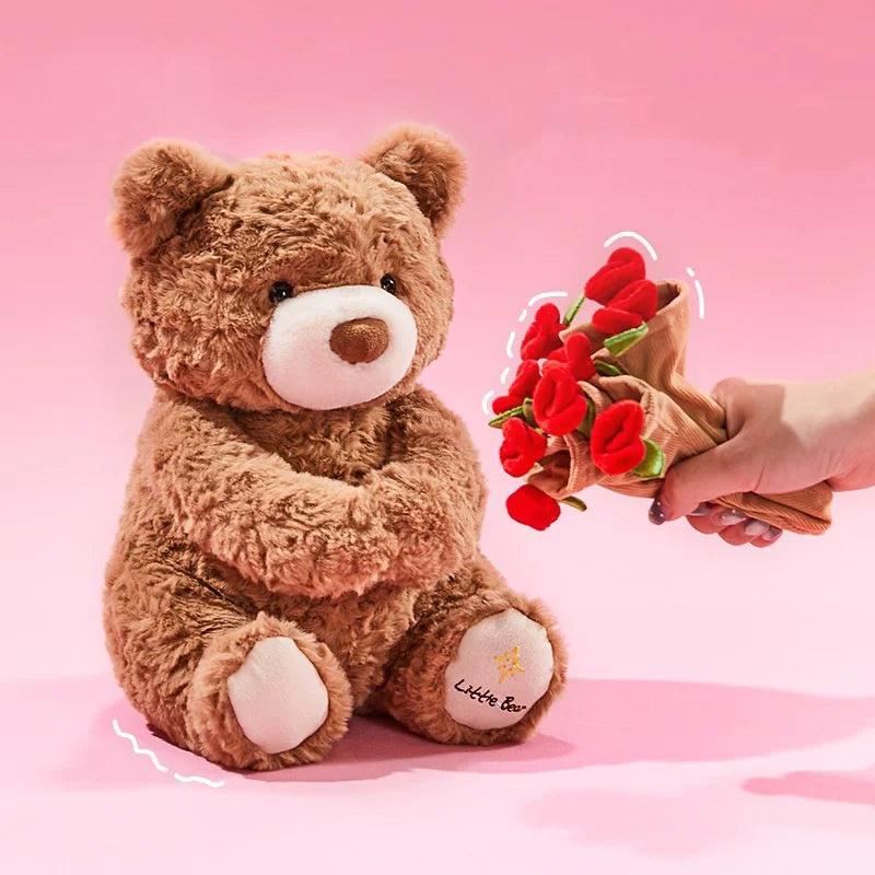 Romantic Teddy Bear Hugging Roses Bouquet New Style Rose Bear Plush Toy Plush Doll Valentine's Day Romantic Gift For Girls