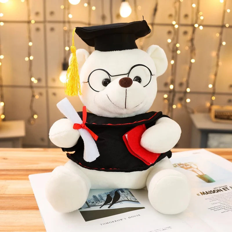 Cartoon Doctor's Clothing Teddy Bear Doll Plush Toy Small Sitting Bear Doll Boys Girls Soft Students Graduation Gift Home Decor