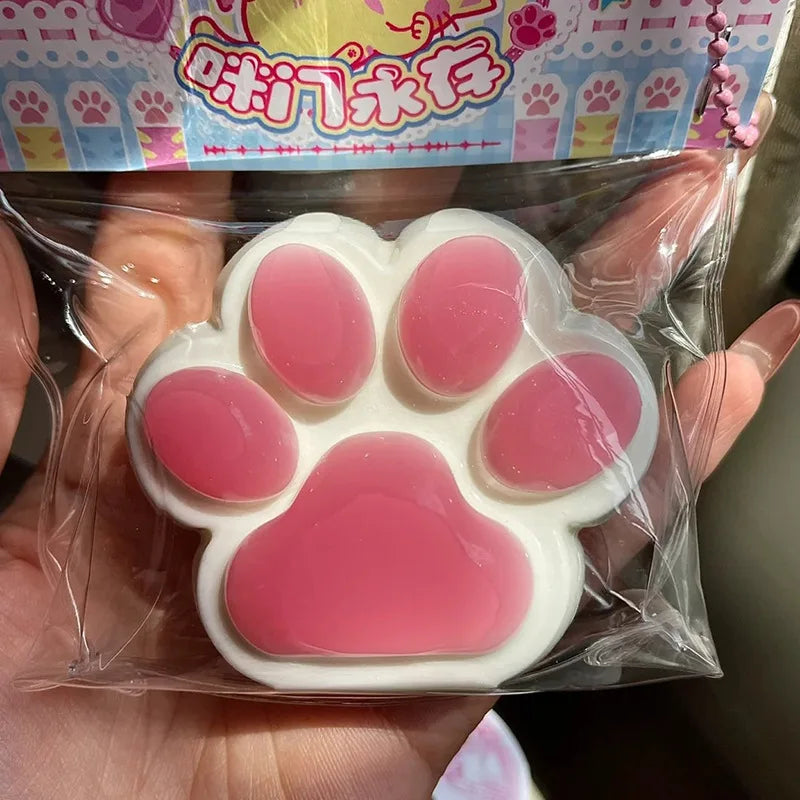 1pc Cute Cat Paw Squeeze Toy Soft Sticky Decompressing Stress Relief Slow Rebound Jelly Pinch Toy for Kids Adults Squishy Toy