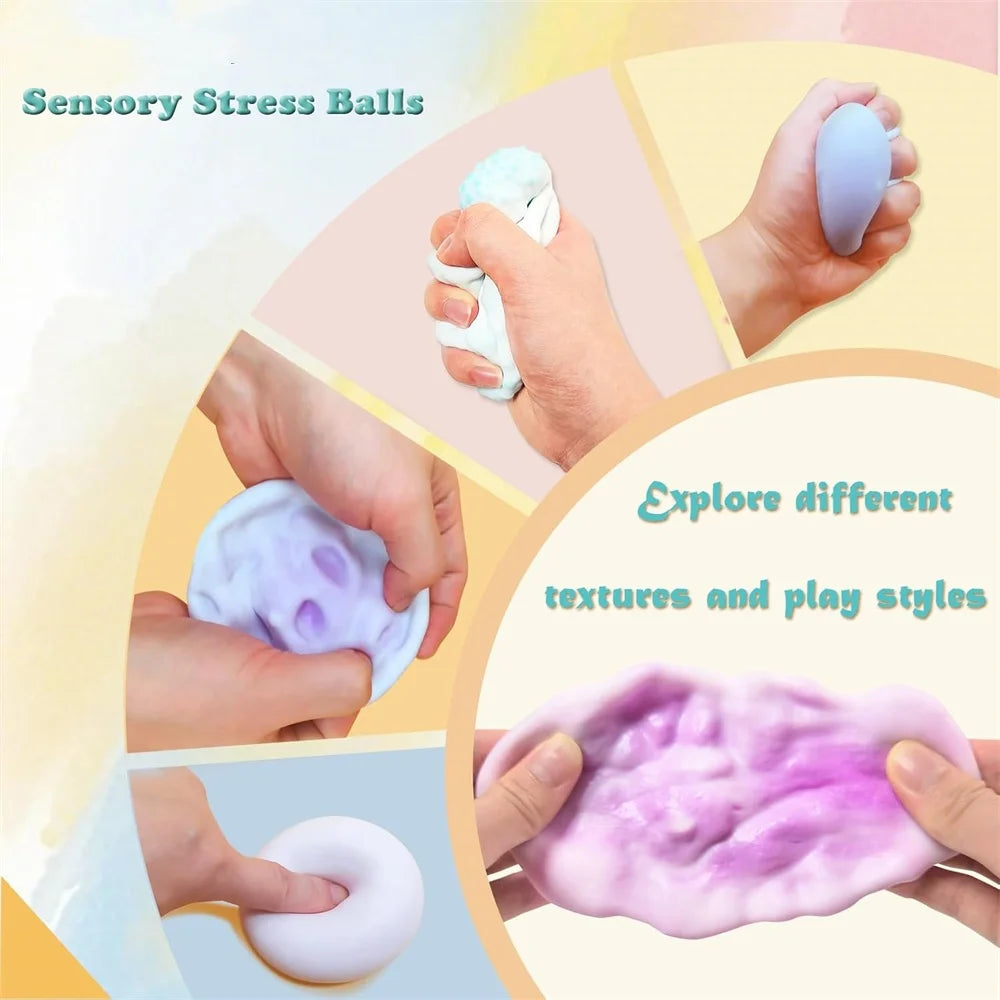 Shapeable Vacuum Squishies Sand Ball Grape Smoothie Stress Ball Stress Relief Noisy Ball Squeeze Fidget Toys for Kids Adults