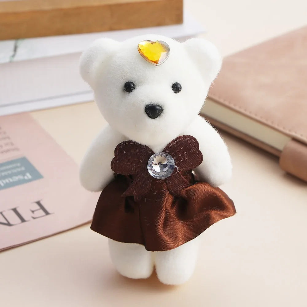 10 PCS Cute Cartoon Small Teddy Bear Birthday Flower Bouquet Bear Couple Bear Wedding Valentine's Day Decoration