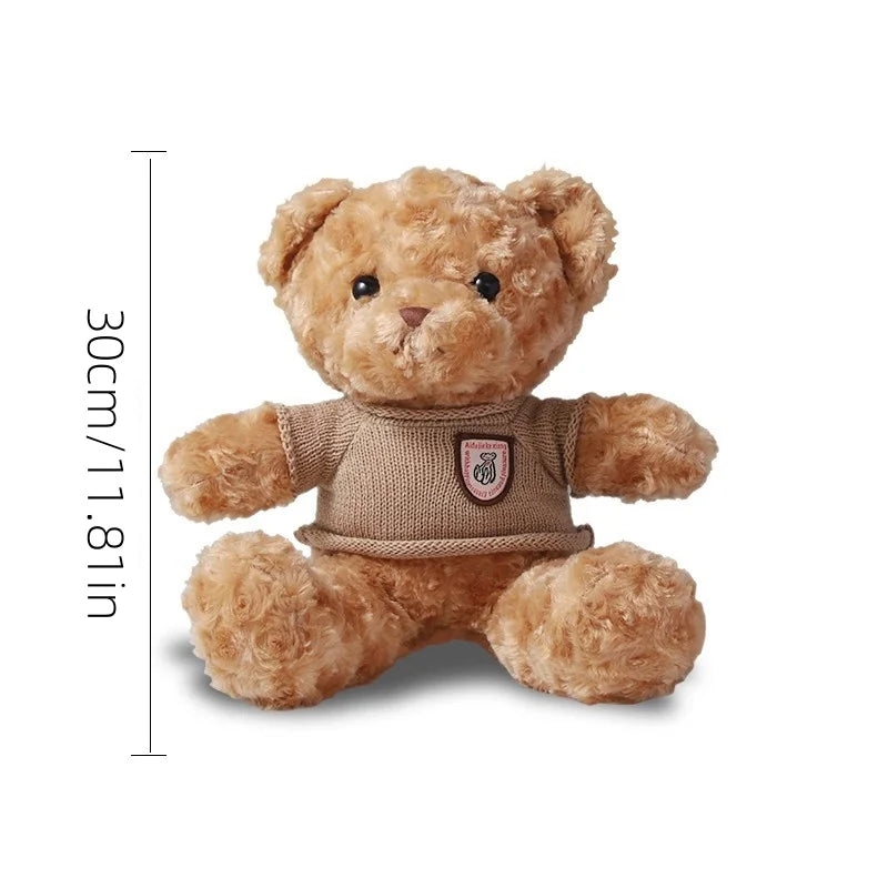 30cm Cute Teddy Bear Plush Toy Wearing Sweater Adorable Stuffed Animal with Soft Sweater Teddy Bear Perfect Gift for Kids