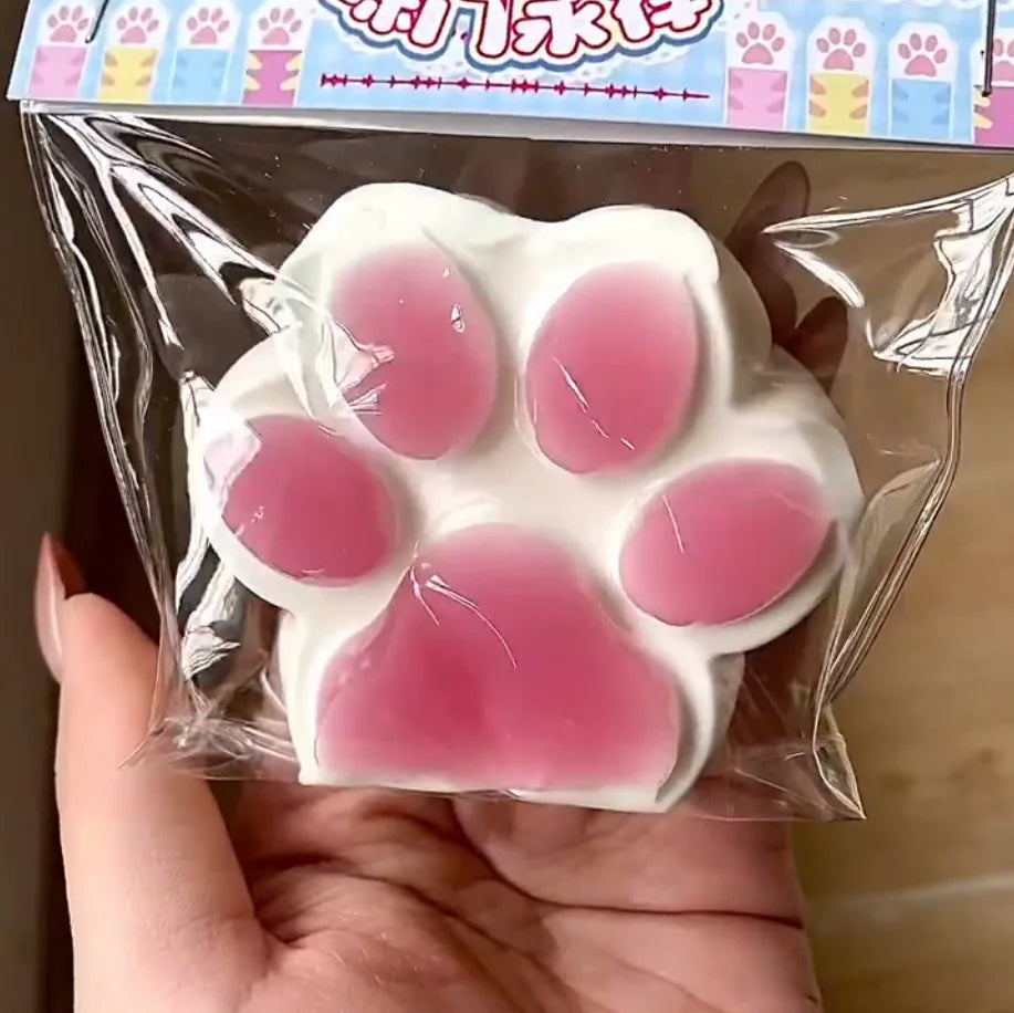 1pc Cute Cat Paw Squeeze Toy Soft Sticky Decompressing Stress Relief Slow Rebound Jelly Pinch Toy for Kids Adults Squishy Toy