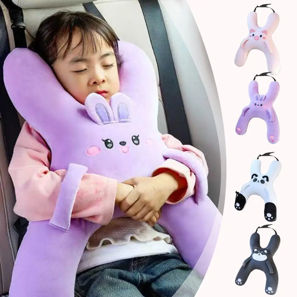 1Set Car Cute Cartoon Pillow Car Mounted Child Sleeping Pillow Car Removable Comfortable Breathable Headrest Lumbar Support