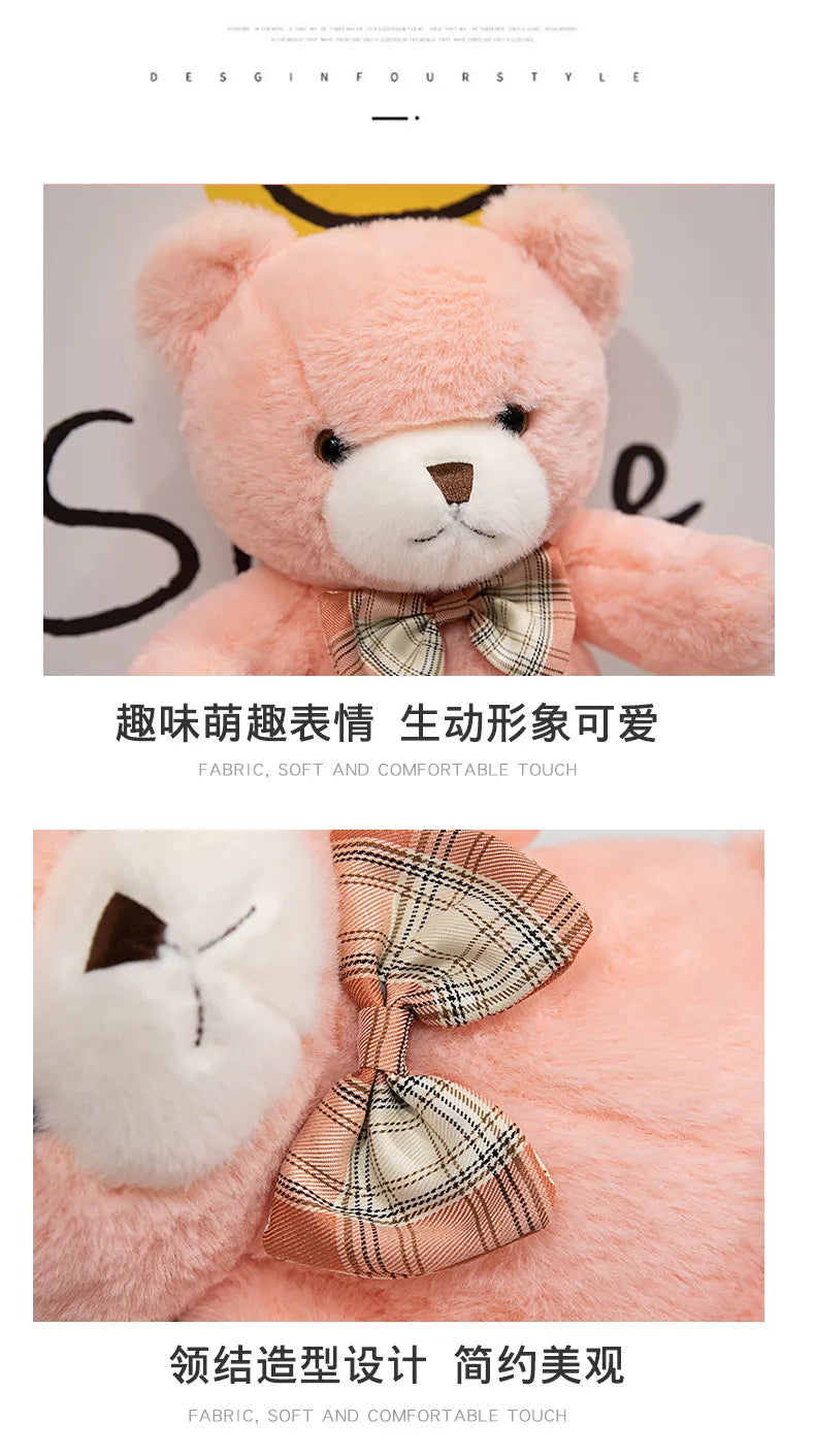 30CM Kawaii Colorful Bow Tie Bear Doll Plush Toy Hug Bear Doll Birthday Gift Pillow Teddy Bear Home Living Room Bedroom
