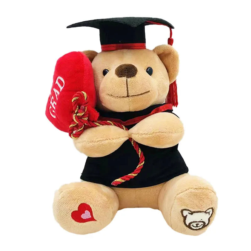 Cartoon Teddy Bear Holding Heart Plush Toys Stuffed Animals Kids Toys Soothing Toys Graduation Christmas Birthday Gifts