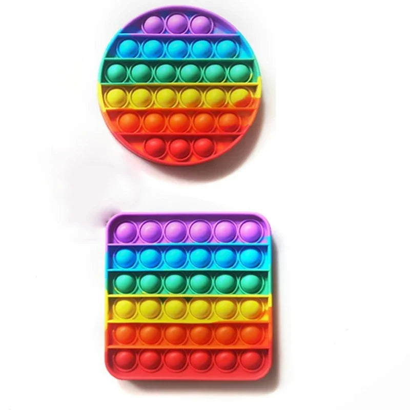 Rainbow Pop Push Bubble Fidget Toys Anti Stress Relief Special Needs Squeeze Toys Decompression Sensory Toy for Kids Adults