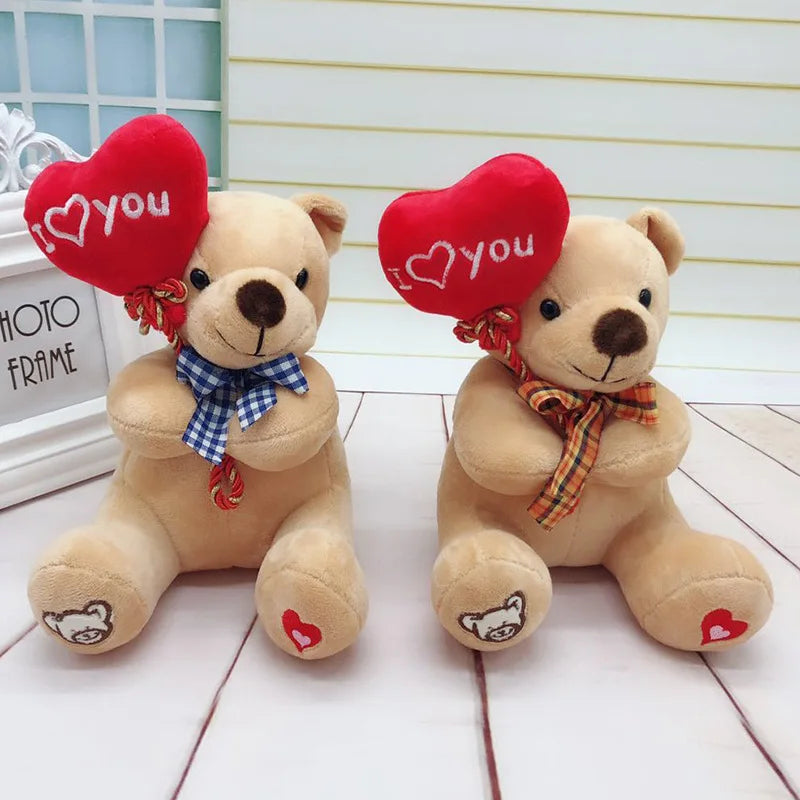 Cartoon Teddy Bear Holding Heart Plush Toys Stuffed Animals Kids Toys Soothing Toys Graduation Christmas Birthday Gifts