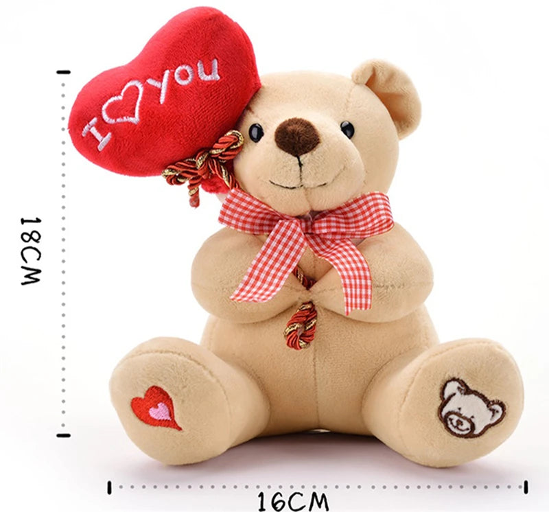 Cartoon Teddy Bear Holding Heart Plush Toys Stuffed Animals Kids Toys Soothing Toys Graduation Christmas Birthday Gifts