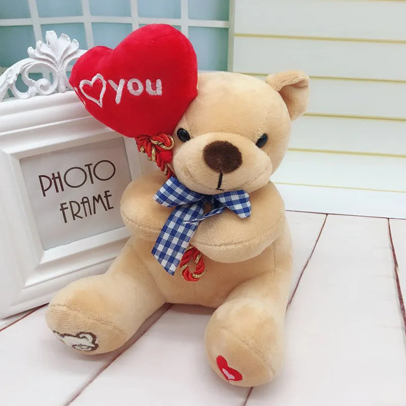 Cartoon Teddy Bear Holding Heart Plush Toys Stuffed Animals Kids Toys Soothing Toys Graduation Christmas Birthday Gifts